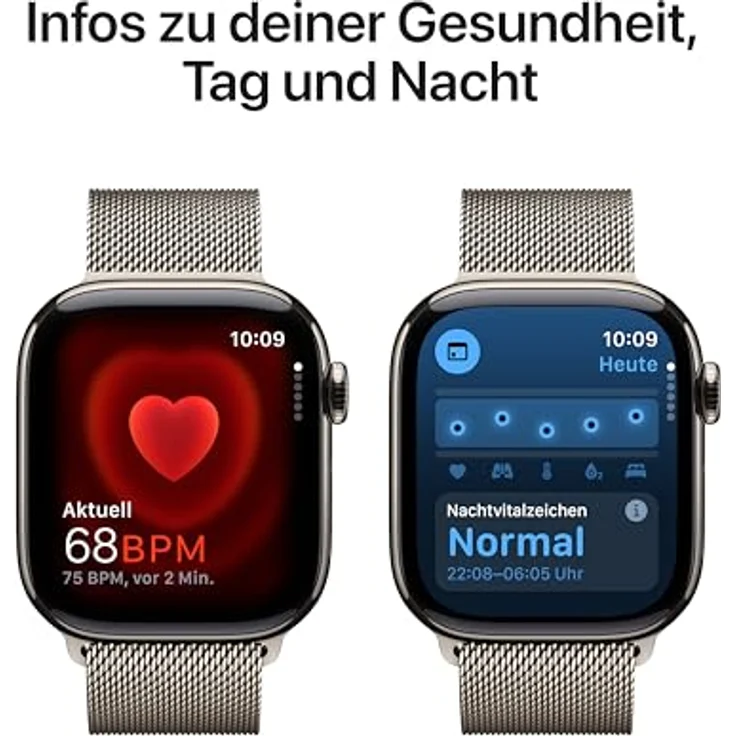 Apple Watch Series 10, 42 mm, GPS + Cellular, Titangehäuse Natur, Milanaise Armband Natur, One size – Bild 5