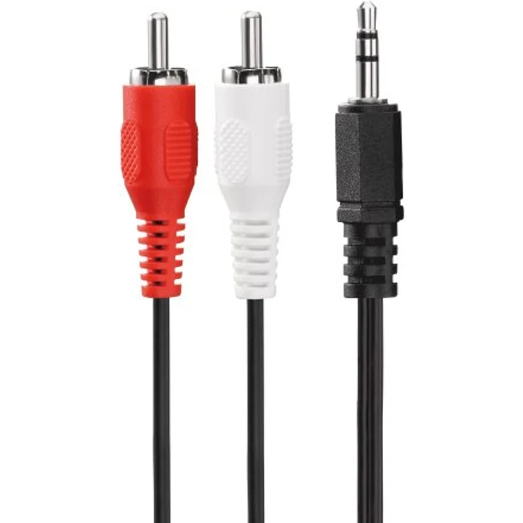 HDSupply LP-AC030-025 Audio Stereo Verlängerungskabel 2x Cinch Stecker auf 3,5mm Stecker 2,50m, schwarz – Bild 2