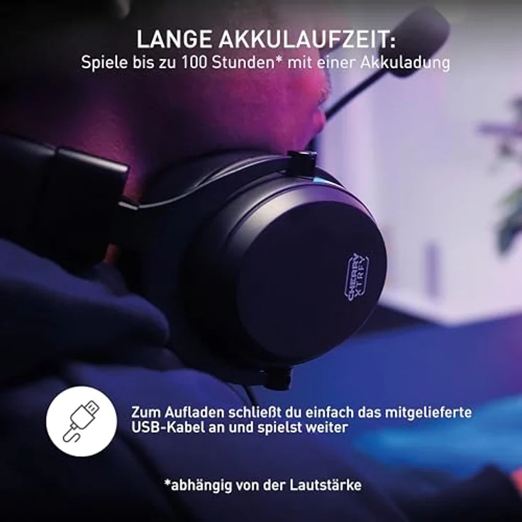 CHERRY XTRFY H3 Wireless Gaming-Headset, Esports-Optimierter Sound, Bluetooth & Low-Latency-USB, 3 EQ-Modi, Lange Akkulaufzeit, Bequeme Passform, Schwarz – Bild 6