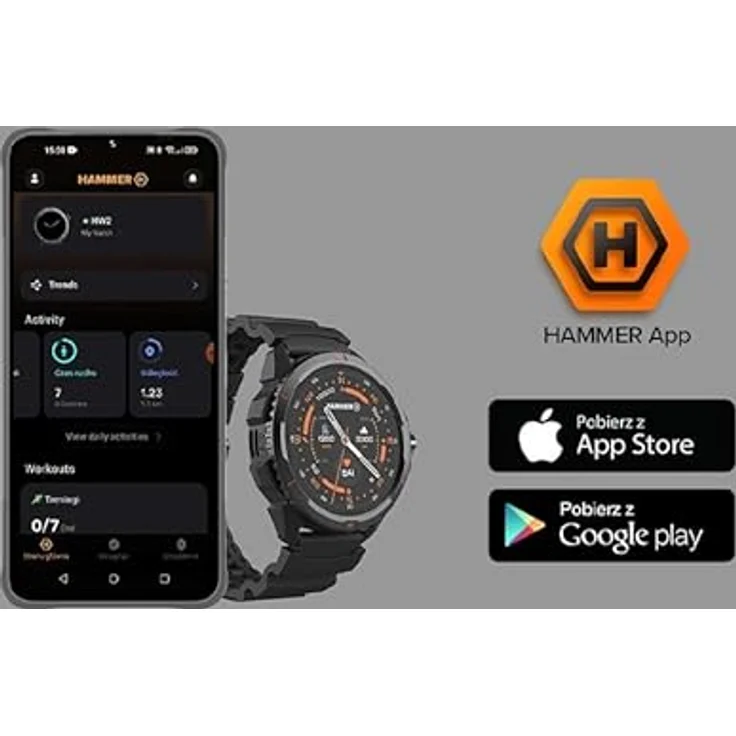 Hammer Sport-Smartwatch GPS 5 ATM Wasserdichtigkeit 14 Tage Akkulaufzeit Schwarz – Bild 9