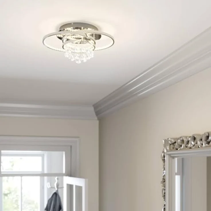Lucande LED Deckenlampe Kristall dimmbar, Kronleuchter 37,8W LED, chrom, warmweiß 3000K, 1680lm – Bild 3