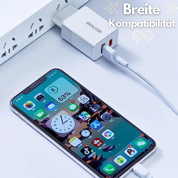Echos 33W Dual Port Ladegerät USB C Schnellladegerät Power Netzteil PD PPS Ladegerät Schnelllader für Handys, Laptops und Tablets Mobiltelefon-Lader Smartphone-Aufladegerät Handy-Netzteil Ladekabel QC 3.0, Weiß – Bild 3