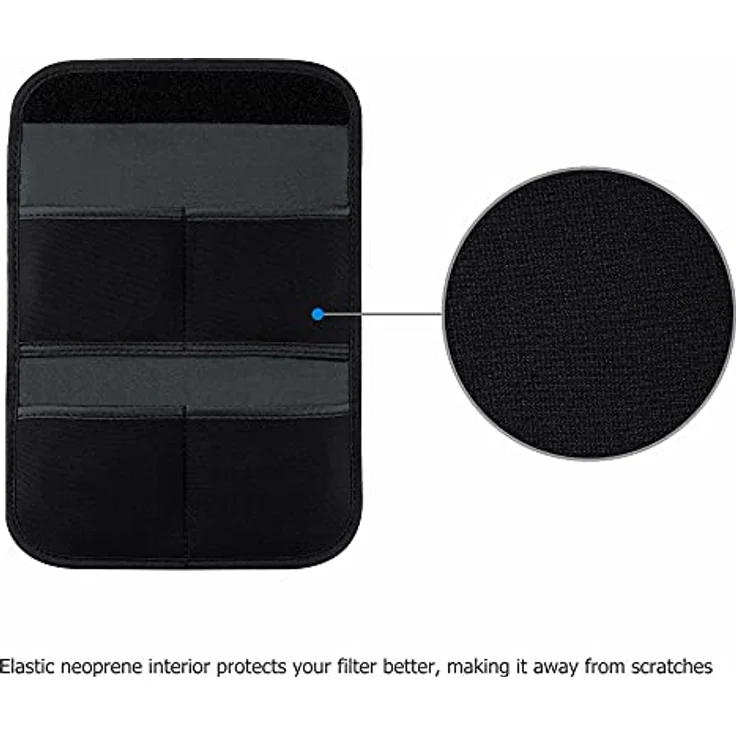 JJC 4 Taschen Kamera-Objektiv-Filtertasche aus elastischem Neopren für Filter bis Ø 82 mm mit Mikrofaser-Reinigungstuch, robust und langlebig – Bild 4