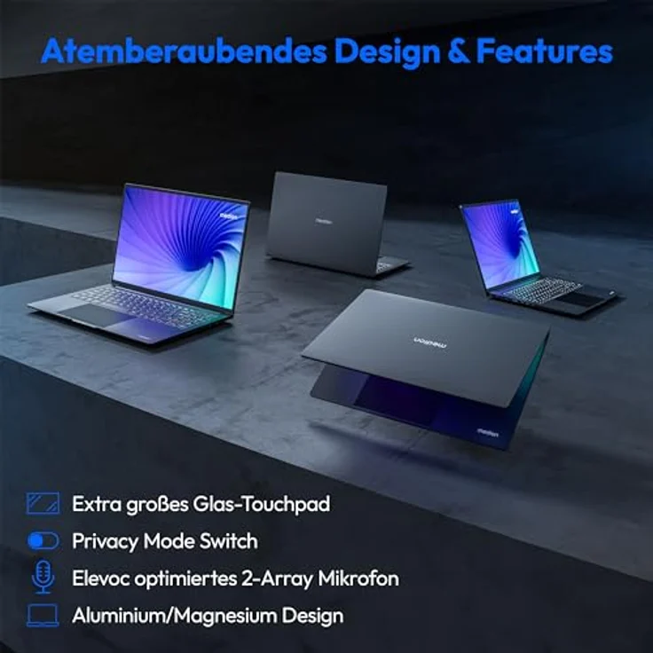 MEDION S10 MD62612 Laptop, 16 Zoll QHD+ 120Hz, Intel Core i5-13420H, 16GB RAM, 512GB SSD, 100% sRGB, FHD Webcam, WLAN, Win 11 – Bild 5