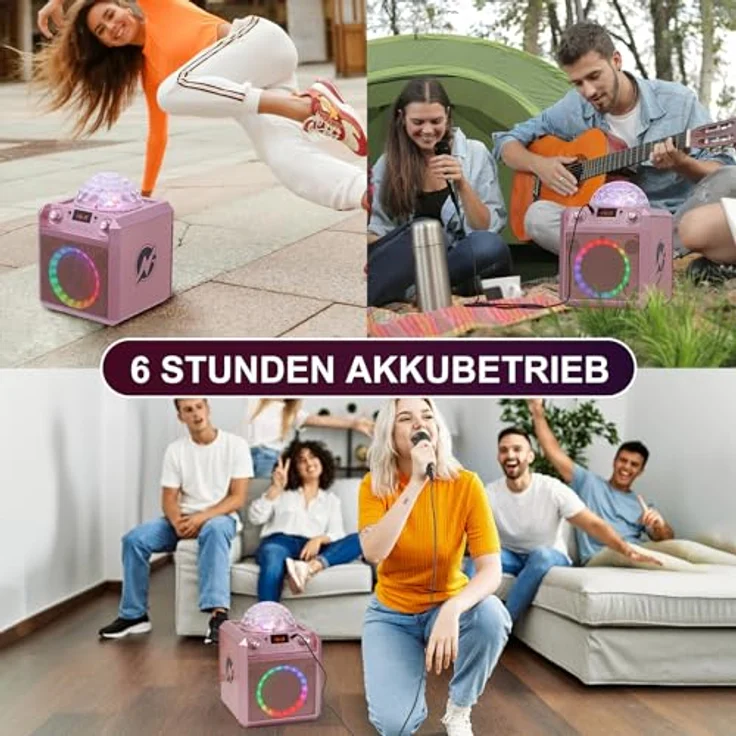 N-Gear Block Party 602 XL, Aktiver PA Lautsprecher mit 300 Watt, Bluetooth und RGB-LED, Space Pink – Bild 5