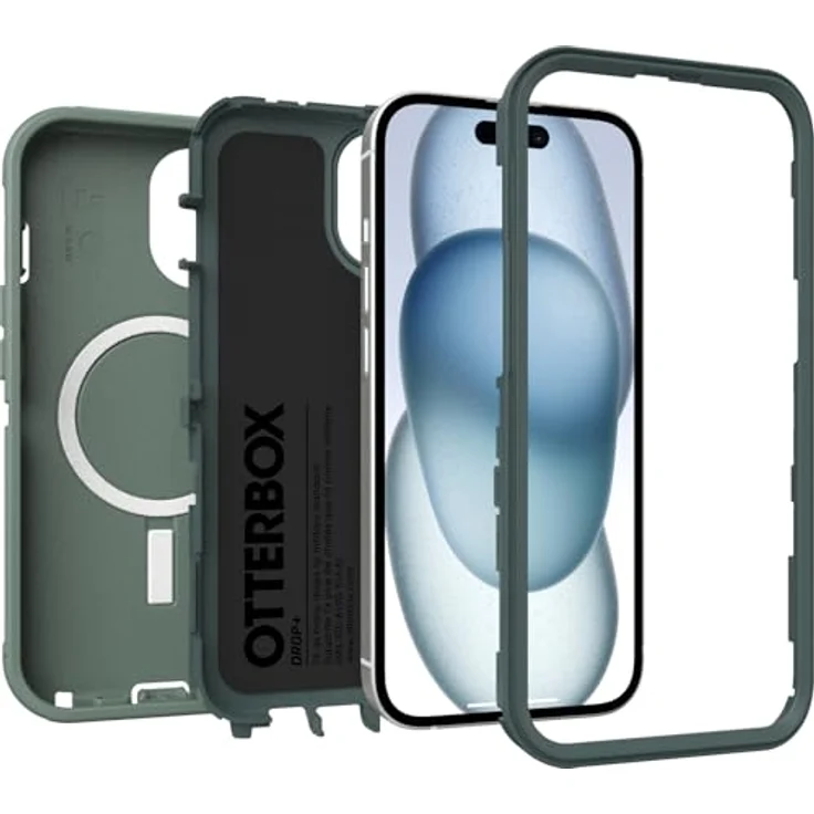 OtterBox Defender Series MagSafe Hülle für iPhone 15/iPhone 14/iPhone 13, stoßfest, sturzsicher, extrem robust, Schutzhülle, Militärstandard getestet, Grün – Bild 4