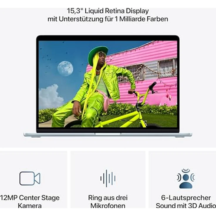 APPLE MacBook Air (2026) 15,3 Zoll, Apple M5, 16 GB RAM, 512 GB SSD, MacOS, Himmelblau – Bild 4