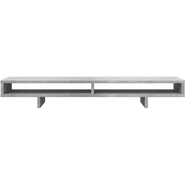 vidaXL Monitorständer Zementgrau 100 x 27 x 15 cm Massivholz Kiefer doppelte Monitorhalterung verstellbare Computer-Monitorhalterung – Bild 4