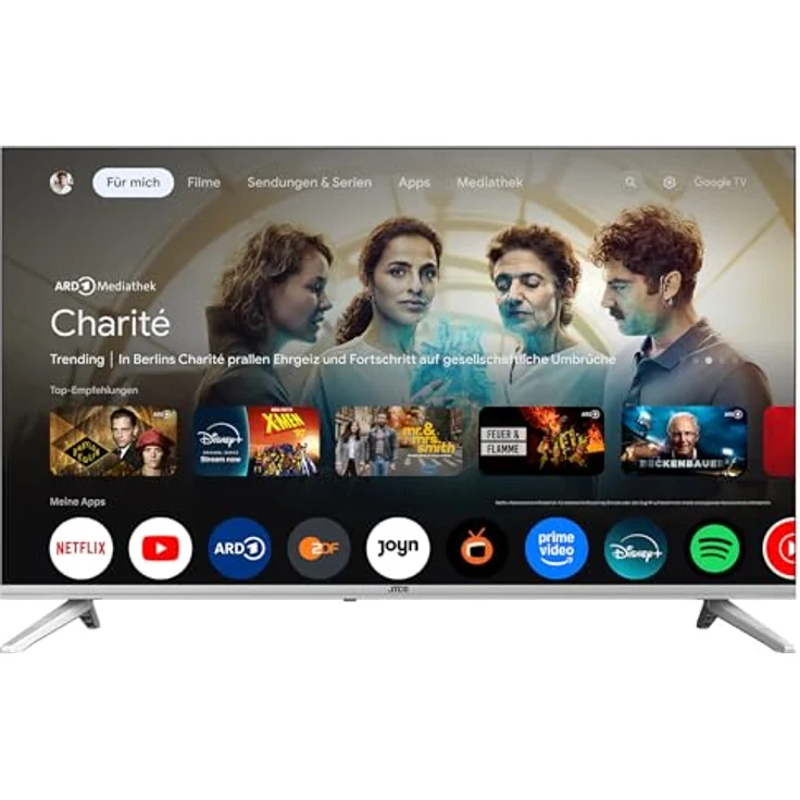 JTC-24 JTCSQ32H39330G, 32 Zoll QLED Smart Fernseher mit Android TV, Google Sprachsteuerung, Triple Tuner, Bluetooth, Rahmenlos-Silver-Design – Bild 1