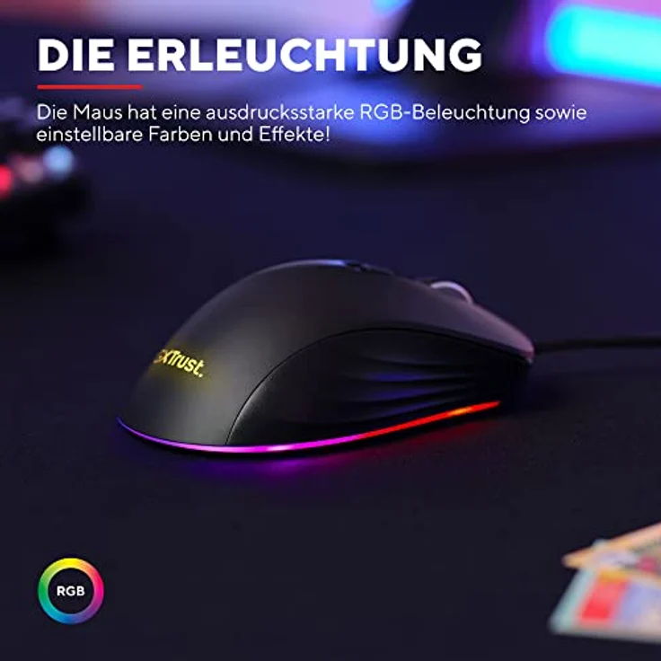 Trust Gaming GXT 924 Ybar+ Kabelgebundene Gaming Maus, 25600 DPI, 60% Recycelten Materialien, 6 Programmierbare Tasten, 25K Optischem Sensor, RGB LED-Beleuchtung, PC Maus mit Software - Schwarz – Bild 5