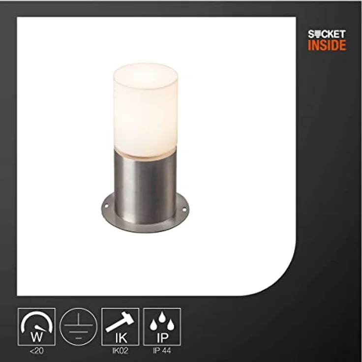 SLV Stehleuchte ROX ACRYL 30 Pole / Außen-Beleuchtung für Wege, Wände, Eingänge, LED Outdoor Garten-Lampe / E27 IP44 20.0W edelstahl, 1001488, silber, 30cm – Bild 2