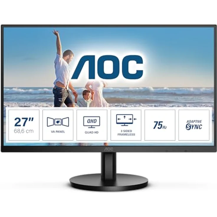 AOC Q27B3MA - 27 Zoll QHD Monitor, Lautsprecher, Adaptive Sync (2560x1440, 75 Hz, HDMI, DisplayPort) in schwarz – Bild 2