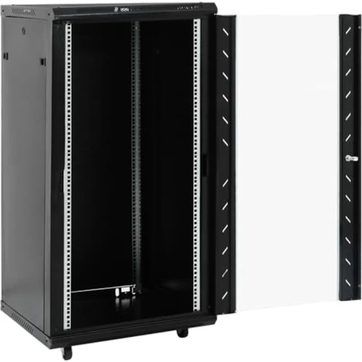 vidaXL 22U Netzwerkschrank 19" IP20, abschließbarer Serverschrank aus kaltgewalztem Stahl, Schwarz, 60x60x120 cm – Bild 5