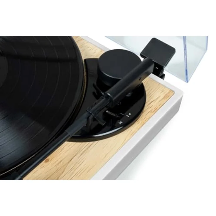 Thomson TT301 Plattenspieler, Riemenantrieb, Weiß und Holz, mit Audio-Technica AT3600L Tonabnehmer und automatischer Abschaltung – Bild 3