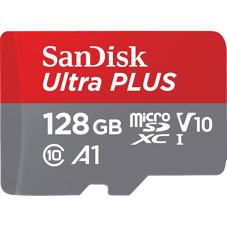 SanDisk Ultra® PLUS microSDXC™‐UHS‐I‐Karte, 128 GB, 150 MB/s, A1-App-Leistung, Full-HD Video, wasserdicht, temperaturbeständig, stoßfest, röntgensicher