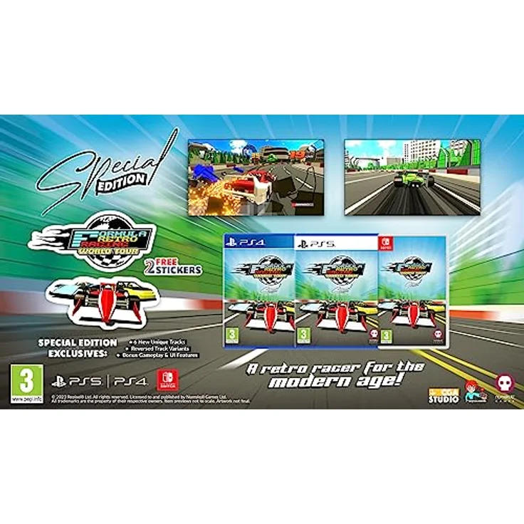 Numskull Games Formula Retro Racing: World Tour, Nintendo Switch Game mit Multiplayer und zerstörbaren Autos, bunt – Bild 2