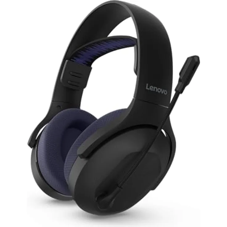 Lenovo Legion H410, Wireless Gaming Headset mit 40-mm-Treibern, extrem niedriger Latenz und klappbarem Mikrofon, schwarz-dunkelviolett