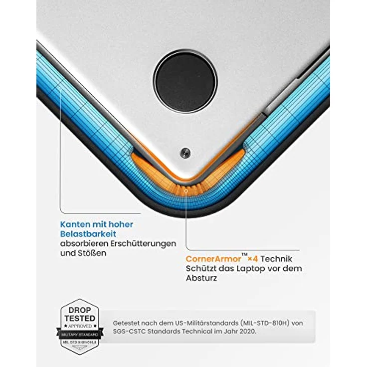 tomtoc 360° Laptoptasche für 15-Zoll MacBook Air/Pro & Surface Laptop, wasserabweisend, Rundumschutz nach Militärstandard, kompaktes Design – Bild 2