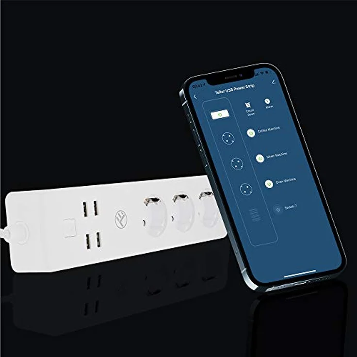Tellur WiFi Power Strip, 3 Outlets, 4*USB 4A, 2200W, 10A, 1.8m (3 x, 1.80 m)  – Bild 6