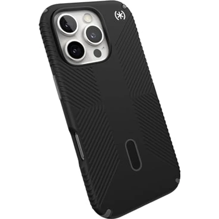 Speck Schwarz iPhone 16 Pro Hülle MagSafe und ClickLock – schlanker Fallschutz – Magsafe-kompatibel – Schwarz/Schiefer – Bild 1