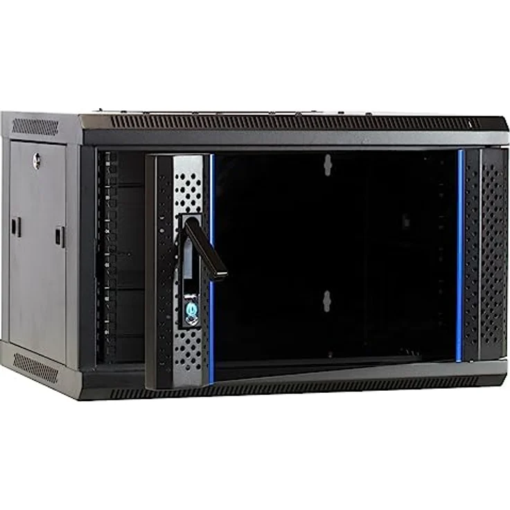DSIT 6HE Netzwerkschrank (Serverschrank) 19 Zoll Wandmontage - mit Glastür (BxTxH) 600 x 450 x 367mm - Schwarz - Abschließbar - Traglast 60 kg - Robuste Konstruktion – Bild 3