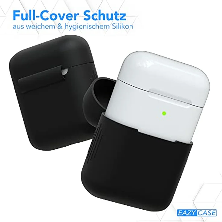 EAZY CASE - Schutzhülle für AirPods 1 & 2 Schwarz Silikon Case Stoßfest mit Deckel Schutz Antikratz Etui Cover rutschfeste Silikonhülle für Airpod Pro 1. / 2. Generation Silikoncase – Bild 3