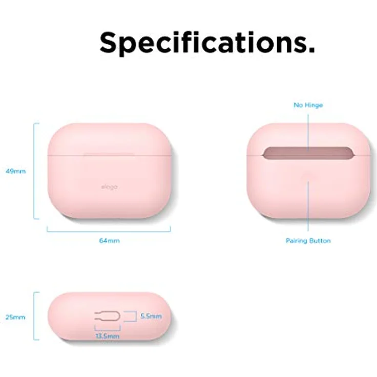 Elago Beskyttelsestaske til AirPods Pro, Schutzhülle aus Silikon in Rosa mit sicherem Sitz und einfachem Zugriff auf Ladeanschlüsse. – Bild 7