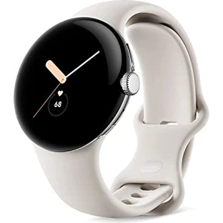 Google Pixel Watch – Android smartwatch with Activity Tracking Heart Rate Polished Silver Stainless Steel case Chalk Active Band, LTE, Silver with Chalk Strap, Einheitsgröße – Bild 1