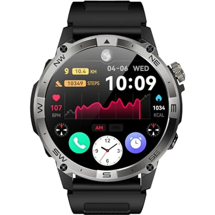 VALDUS VG40 PRO (2025) Black, Smartwatch mit Telefoniefunktion, AMOLED Display, Robuster Sportler