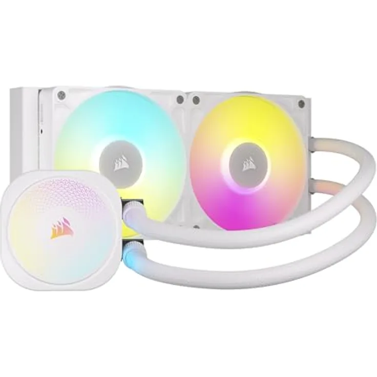 Corsair iCUE LINK TITAN 240 RX RGB Flüssig-CPU-Kühler – 240mm AIO – 2x RX120 RGB-Lüfter Inklusive – Weiß