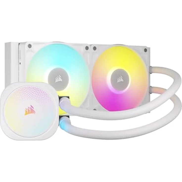 Corsair iCUE LINK TITAN 240 RX RGB Flüssig-CPU-Kühler – 240mm AIO – 2x RX120 RGB-Lüfter Inklusive – Weiß – Bild 1