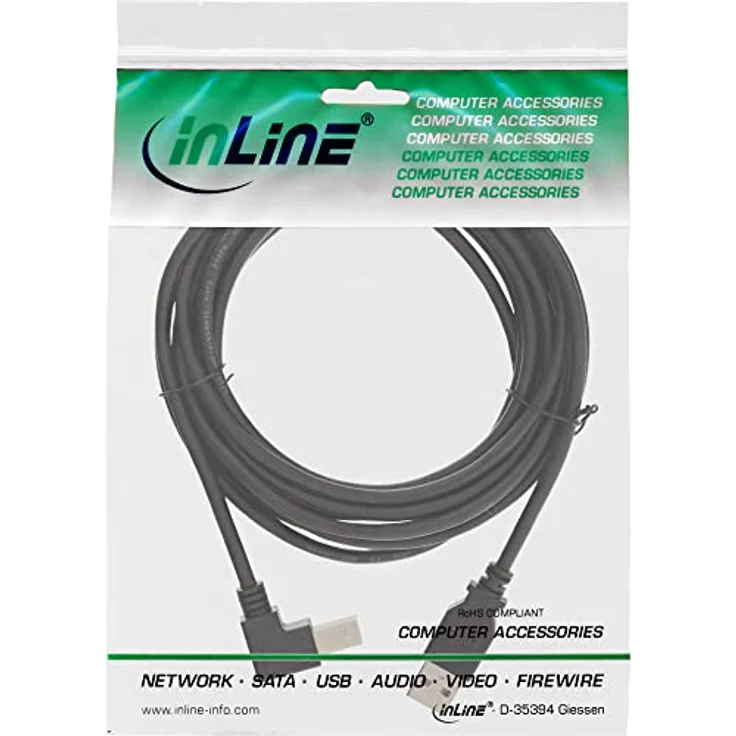 InLine - USB-Kabel - USB (M) bis USB Typ B (M) nach unten gewinkelt - 30cm - Schwarz (34503U) – Bild 3