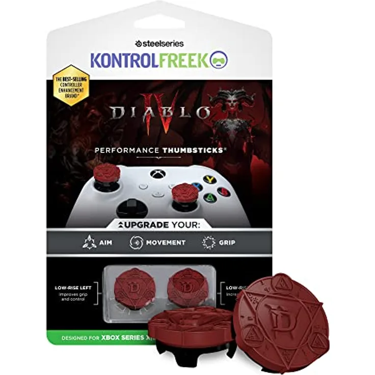 KontrolFreek Diablo IV Wireless Gamepad, Gaming Controller mit Dual-Vibrationsfunktion, rot