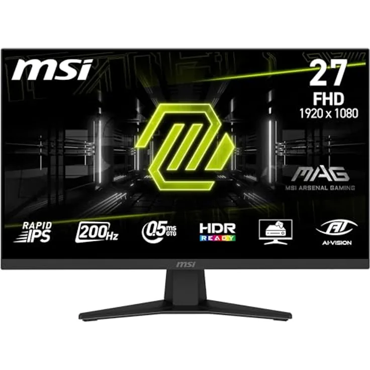 MSI MAG 274F Gaming Monitor, 27 Zoll FHD Rapid IPS, 200Hz, 0,5ms (GtG), HDR Ready, HDMI 2.0b, randlos, neigbar, Schwarz