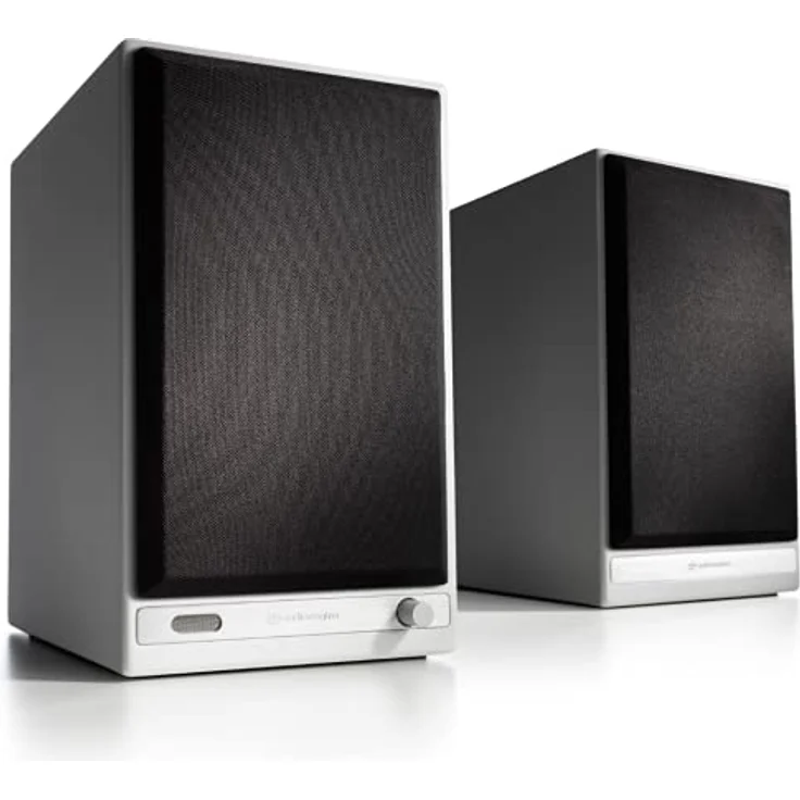 Audioengine HD6 Wireless Speakers, 150W Bluetooth Regal-Lautsprecher mit 24-Bit DAC, AUX, Optical, RCA, weiße Holzoptik, Paar – Bild 5