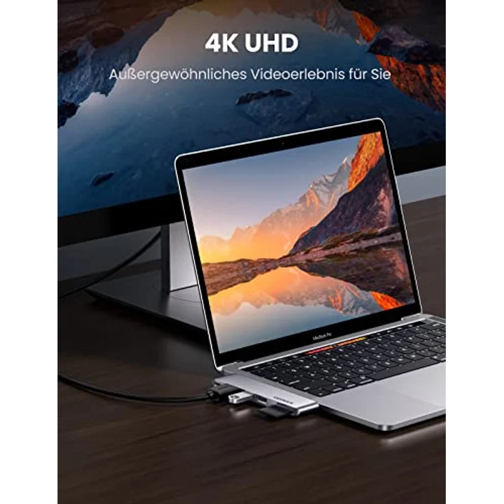 UGREEN 6-in-2-Adapter USB C HDMI 4K kompatibel mit MacBook Pro Air M2 M1 2022 bis 2016, Multiports USB 3.0 5Gbps, Thunderbolt 3 6K Video, 100 W PD, 40 Gbps Übertragung, SD TF Kartenleser – Bild 3