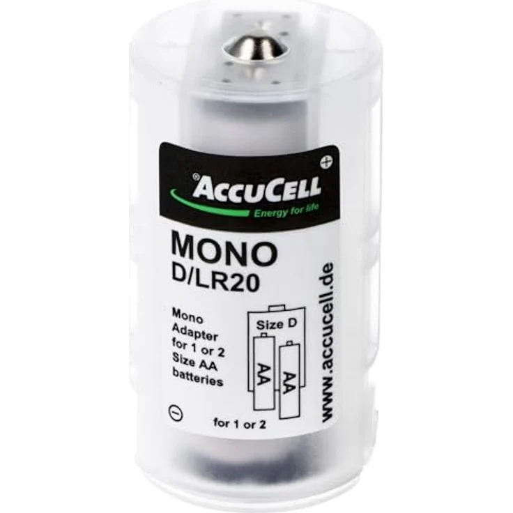 AccuCell Universal Mono D Adapter für 1 oder 2 Mignon AA Batterien, 59,2x32mm, transparent Kunststoff mit Metallkontakten – Bild 6
