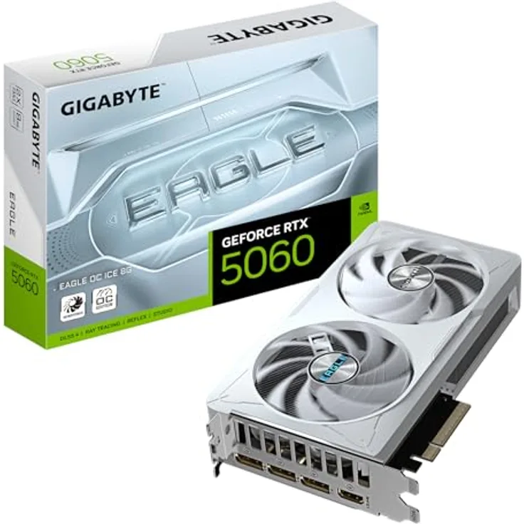 Gigabyte GeForce RTX 5060 Eagle OC Ice 8G Grafikkarte - 8GB GDDR7, 128bit, PCI-E 5.0, 2550 MHz, WINDFORCE-Kühlsystem, 3 x DisplayPort, 1 x HDMI