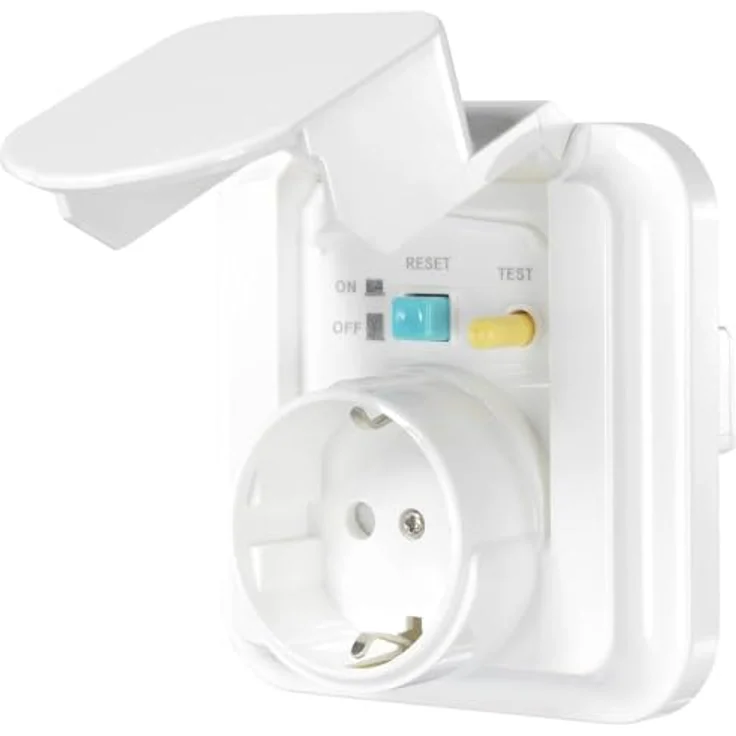 Sygonix SY-5775152 1fach Unterputz-Fehlerstrom-Sicherheitssteckdose erhöhter Berührungsschutz IP44 Weiß – Bild 1