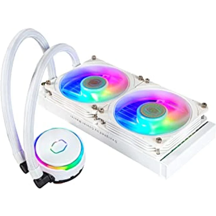 Cooler Master MasterLiquid PL240 Flux CPU-Kühler - AIO Wasserkühlung mit 2 x 120mm Lüfter, 240mm Kühler inkl. ARGB-Controller (2te Generation) - AMD- und Intel-kompatibel, weiß – Bild 3