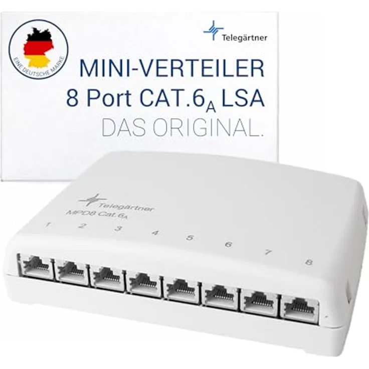 TELEGÄRTNER Mini-Verteiler MPD8-HS Kat.6A (IEC), kompakter Netzwerk-Switch für hohe Übertragungsraten – Bild 2