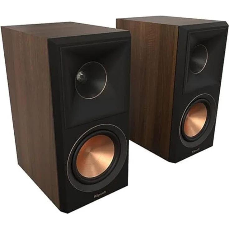 Klipsch Referenz Premiere RP500M II Bücherregal Lautsprecher Pair mit Hybrid Tractrix® Horn, Cerametallic Woofer in Walnuss