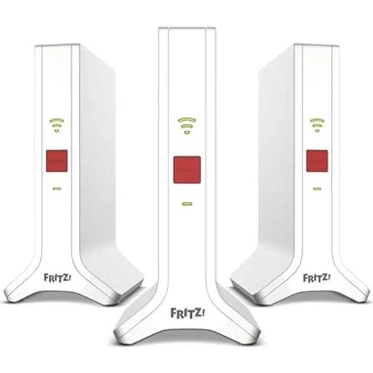 AVM Fritz!Mesh Wi-Fi Set 4200 3-Pack, Multiroom Mesh Wi-Fi 6, TriBand bis zu 4200 Mbps, kompatibel mit Alltagsroutern, 5 Jahre Garantie