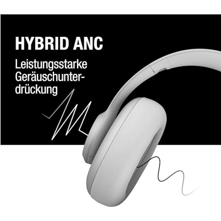 Fresh 'n Rebel Clam Ace Bluetooth Kopfhörer Over Ear mit Hybrid Active Noise Cancelling, 60 Stunden spielzeit, Perfect Calling, Schnellladung, Wind-Noise Cancelling, Tastensteuerung (Grau) – Bild 3