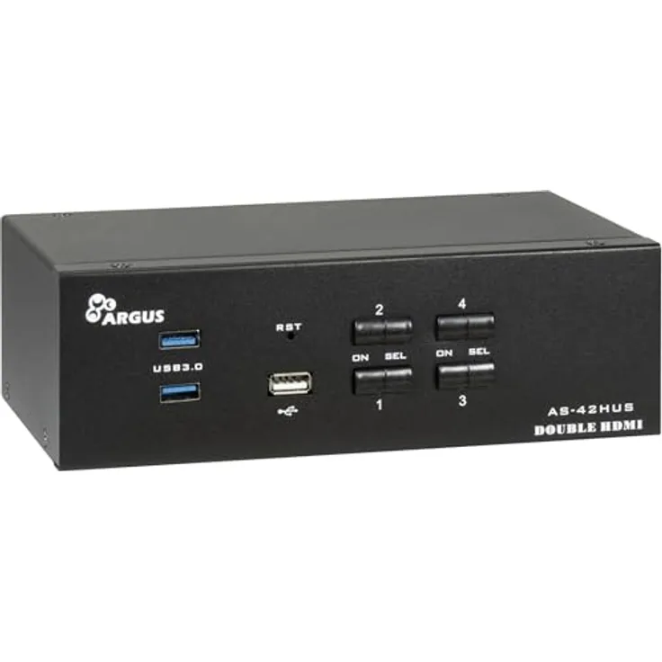 Intertech IPC KVM Switch AS-42HUS, KVM Switch für bis zu 4 PCs, Unterstützung bis 4096 x 2160 Pixel,8 Eingänge, HDMI-Anschlüsse, Schwarz