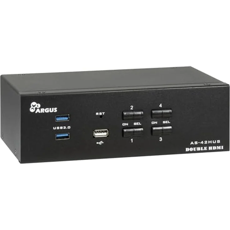 Intertech IPC KVM Switch AS-42HUS, KVM Switch für bis zu 4 PCs, Unterstützung bis 4096 x 2160 Pixel,8 Eingänge, HDMI-Anschlüsse, Schwarz – Bild 1
