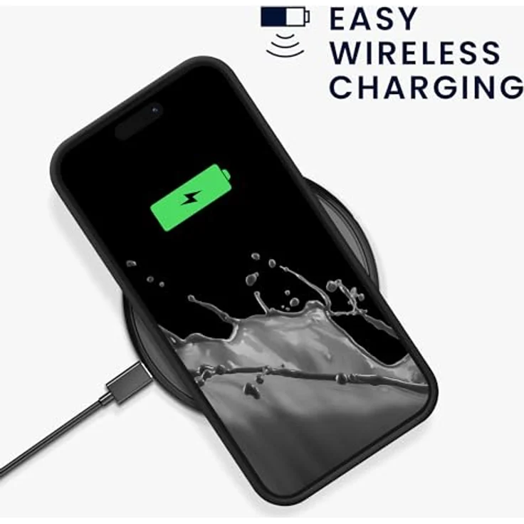 kwmobile Handyhülle für iPhone 14 Pro Max - Silikon Case mit Anti-Rutsch und kabellosem Laden, Schwarz matt – Bild 5
