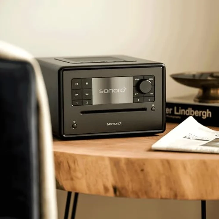 sonoro Elite Internetradio mit CD-Player & Bluetooth, UKW/FM, DAB Plus, WLAN, multifunktionaler Wecker, Matt Schwarz – Bild 4