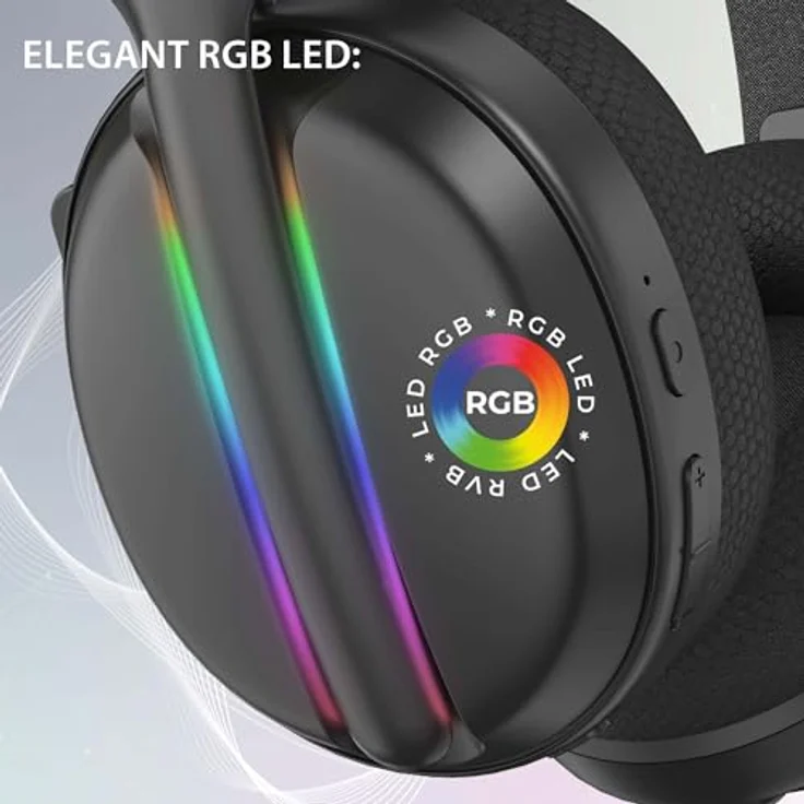 Subsonic Wireless Headset All Platforms, Gaming Headset mit 7.1 Sound, kabellos, RGB-LEDs, einziehbares Mikrofon, schwarz – Bild 4
