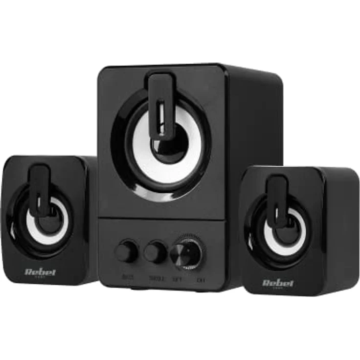 Rebel Comp CS-50 2.1 PC Lautsprecher-Set, USB, 11W, mit verstellbaren Lautstärke-, Bass- und Höhenreglern, Schwarz – Bild 1